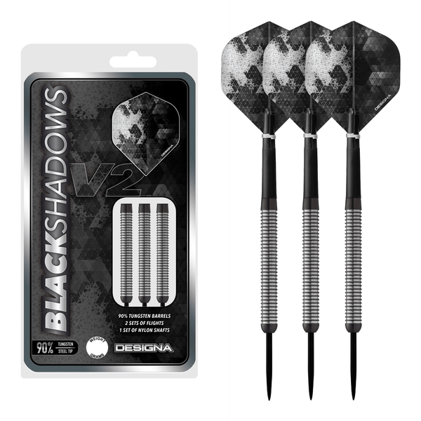 Designa Black Shadow V2 M1 90% Tungsten Steel Tip Darts 21 Grams Darts