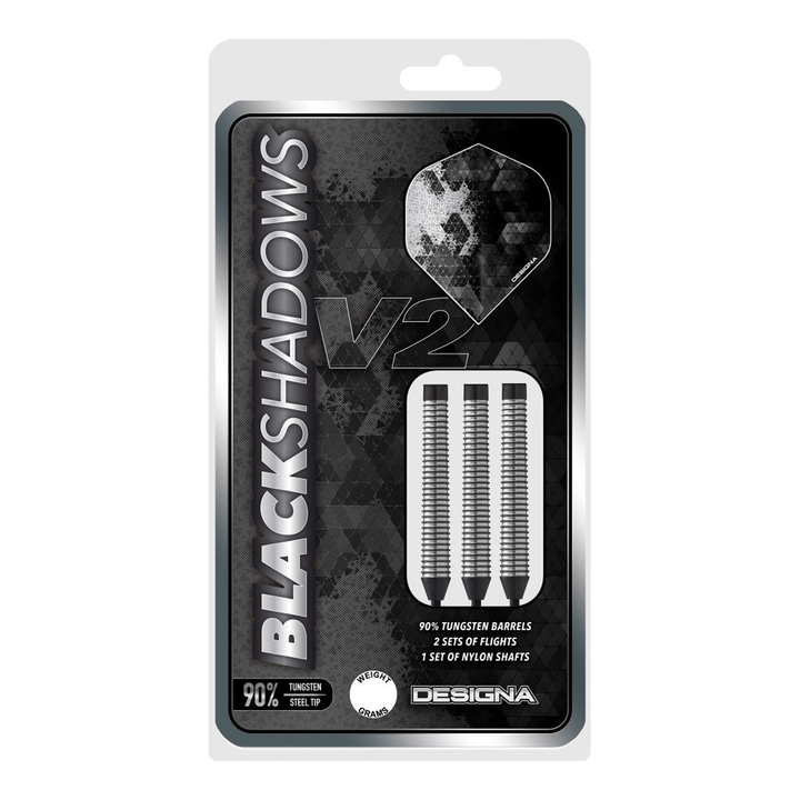 Designa Black Shadow V2 M4 Steel Tip Darts - 90% Tungsten - 22 Grams Darts