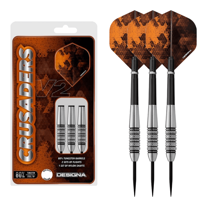 Designa Crusader V2 M4 Steel Tip Darts - 80% Tungsten - 23 Grams Darts