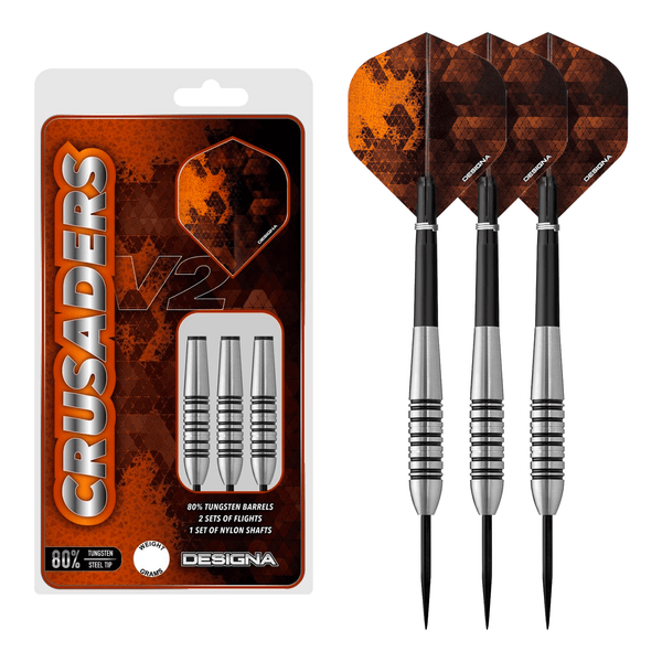 Designa Crusader V2 M5 Steel Tip Darts - 80% Tungsten - 22 Grams Darts