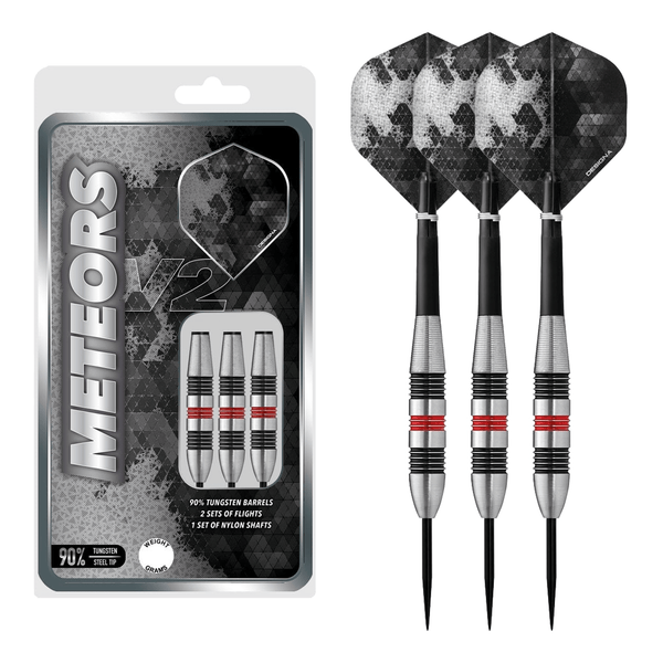 Designa Meteors 90 V2 M2 Steel Tip Darts - 90% Tungsten - 34 Grams Darts