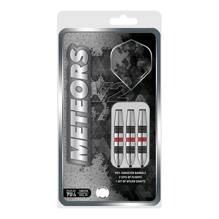 Designa Meteors 90 V2 M2 Steel Tip Darts - 90% Tungsten - 34 Grams Darts