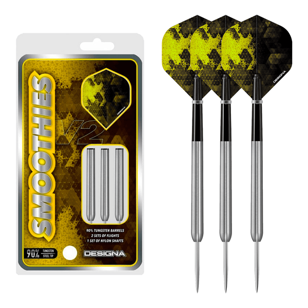 Designa Smoothies V2 M1 Steel Tip Darts - 90% Tungsten - 22 Grams Darts