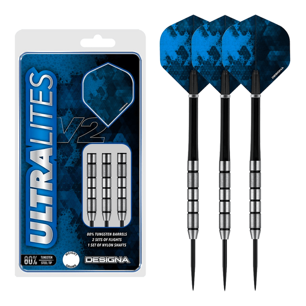 Designa Ultralites V2 M1 Steel Tip Darts - 80% Tungsten - 18 Grams Darts