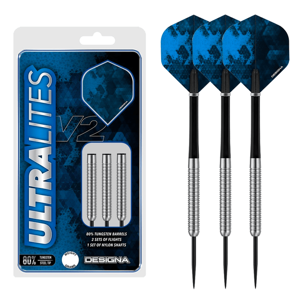 Designa Ultralites V2 M3 Steel Tip Darts - 80% Tungsten - 15 Grams Darts