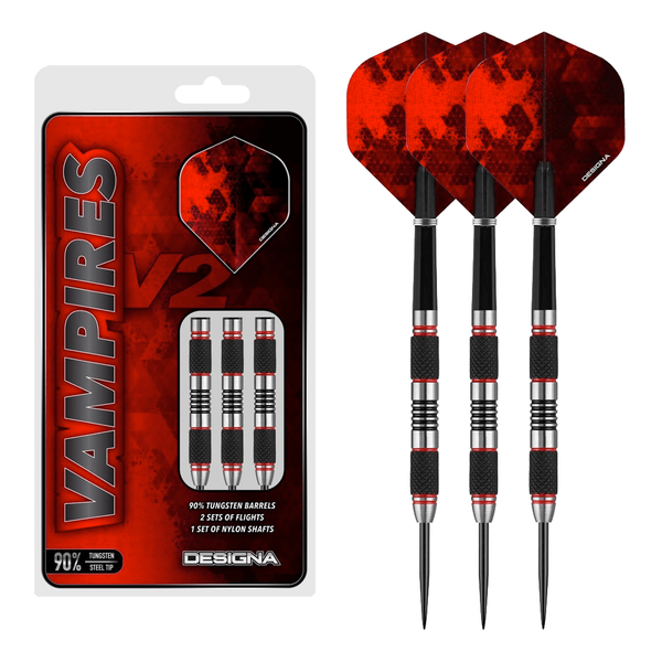 Designa Vampires V2 M1 Steel Tip Darts - 90% Tungsten - 22 Grams Darts