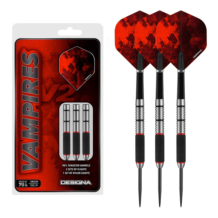 Designa Vampires V2 M3 Steel Tip Darts - 90% Tungsten - 23 Grams Darts