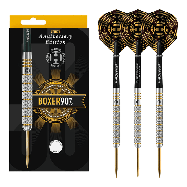 Harrows Boxer Parallel Gold Titanium Anniversary Edition - 90% Tungsten  Steel Tip Darts 21 Grams Darts