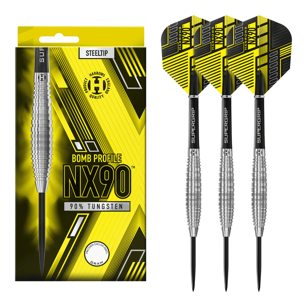 Harrows NX90 Bomb - 90% Tungsten Steel Tip Darts 21 Grams Darts