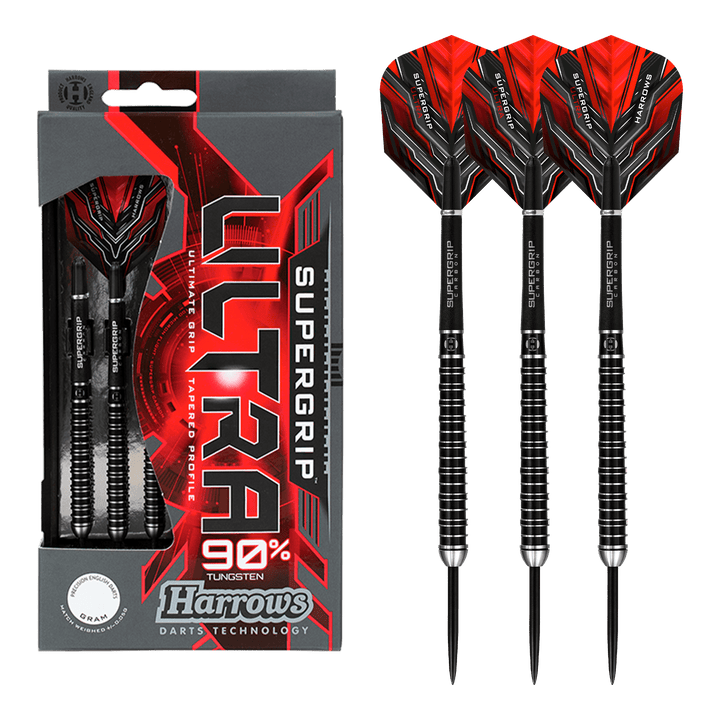 Harrows Supergrip Ultra Steel Tip Darts - 90% Tungsten - 21 Grams Darts