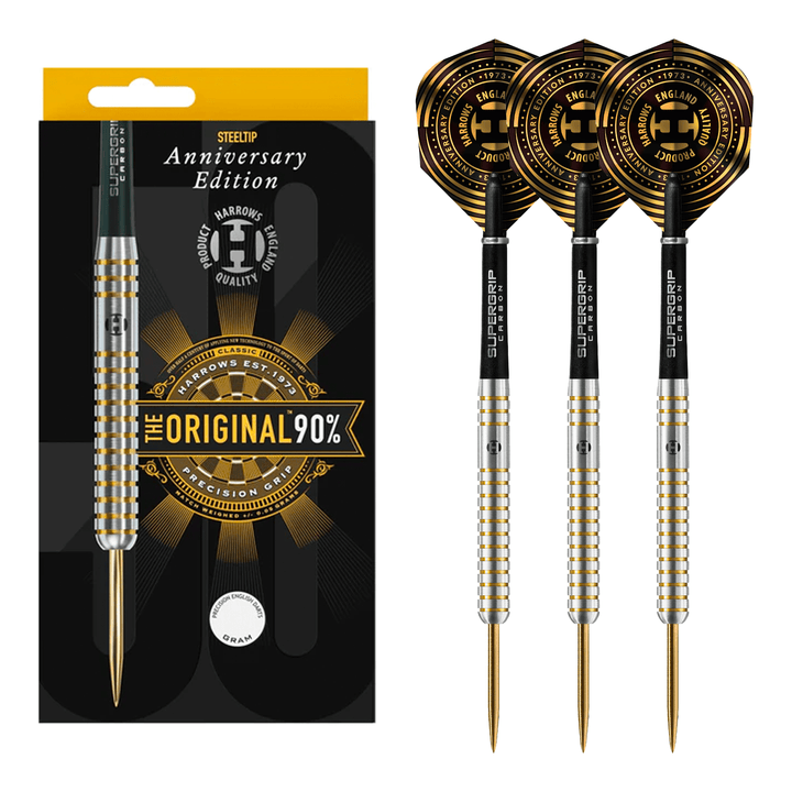 Harrows The Original Gold Titanium Anniversary Edition - 90% Tungsten  Steel Tip Darts 22 Grams Darts