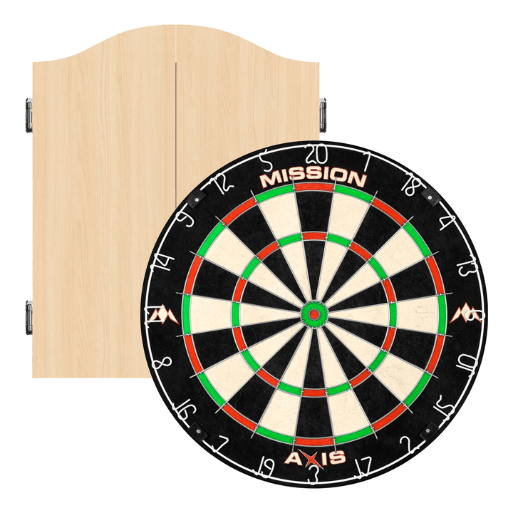 Mission Axis Dartboard & Cabinet Bundle Light Oak Boards