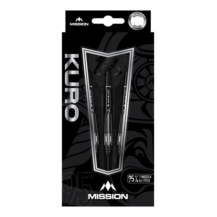 Mission Kuro M4 Rear Taper Steel Tip Darts - 95% Tungsten - 21 Grams Darts