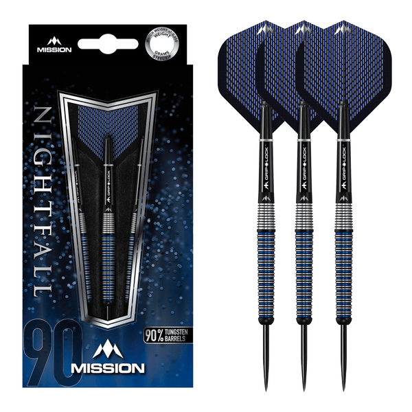 Mission Nightfall M3 Steel Tip Darts - 90% Tungsten - 23 Grams Darts