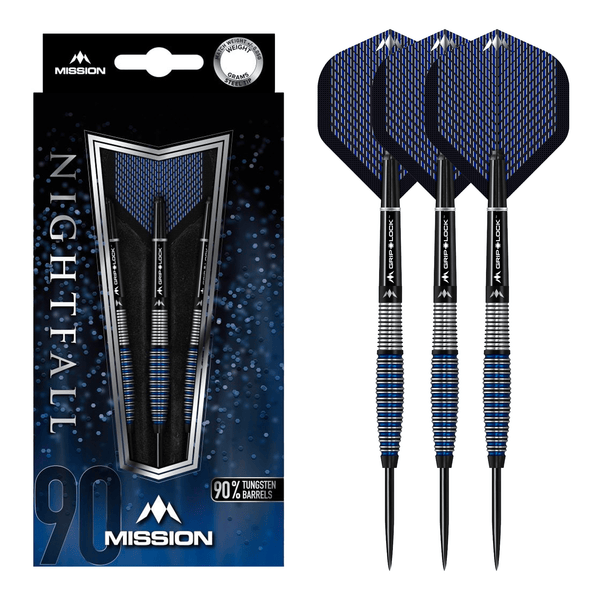 Mission Nightfall M4 Curved Steel Tip Darts - 90% Tungsten - 22 Grams Darts