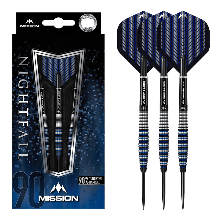 Mission Nightfall M4 Curved Steel Tip Darts - 90% Tungsten - 22 Grams Darts