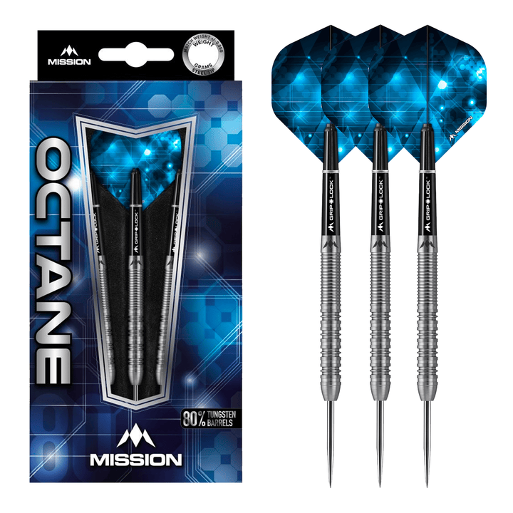 Mission Octane M5 Twin Grip Steel Tip Darts - 80% Tungsten - 21 Grams Darts