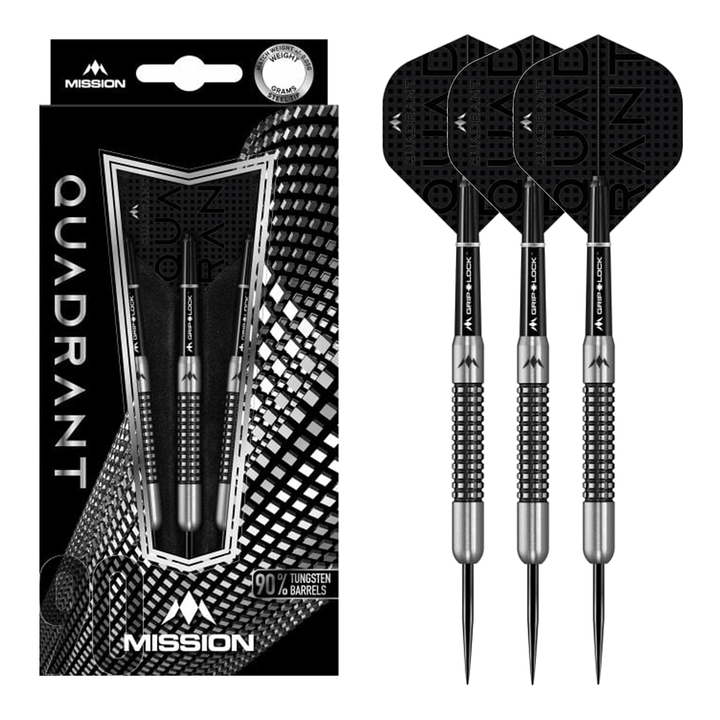 Mission Quadrant M1 Steel Tip Darts - 90% Tungsten - 24 Grams Darts