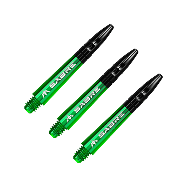 Mission Sabre - Polycarbonate Dart Shafts Short (36mm) / Green & Black Shafts