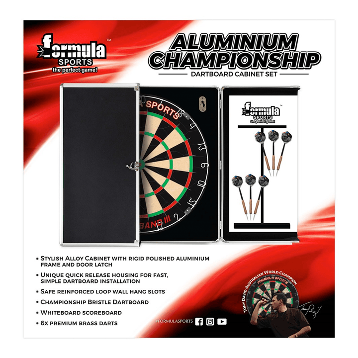 Nodor Aluminium Championship Cabinet Set - Complete Darts Set Black Boards