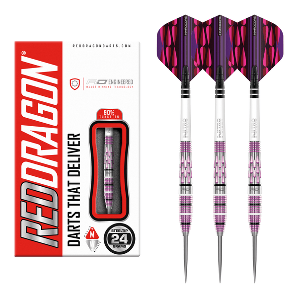 Red Dragon Artura 1 Pink - 90% Tungsten Steel Tip Darts 24 Grams Darts