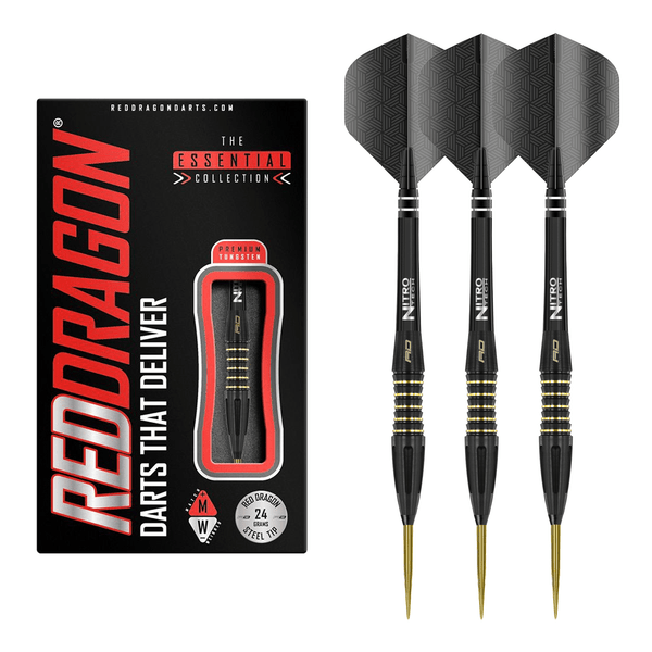 Red Dragon Clarion Black - 90% Tungsten Steel Tip Darts 24 Grams Darts