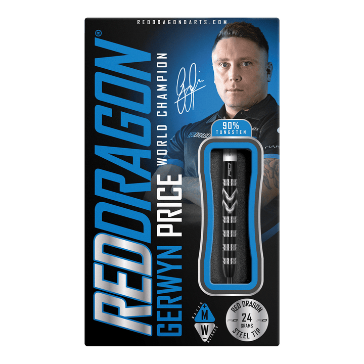 Red Dragon Gerwyn Price World Champion Special Edition Steel Tip Darts - 90% Tungsten - 24 Grams Darts