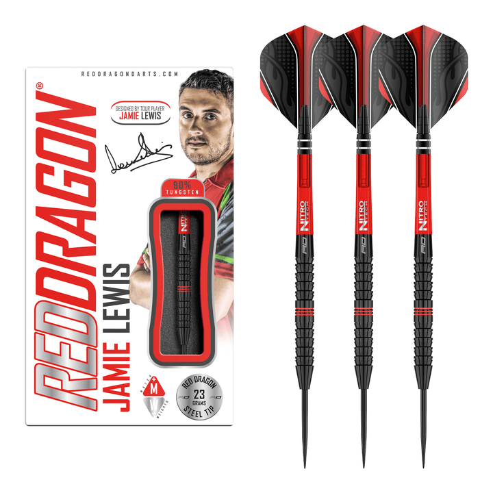 Red Dragon Jamie Lewis - 90% Tungsten Steel Tip Darts 23 Grams Darts