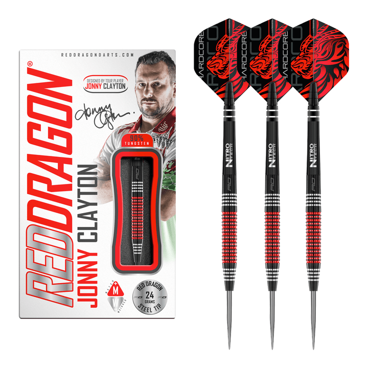 Red Dragon Jonny Clayton Special Edition Steel Tip Darts - 90% Tungsten - 22 Grams Darts