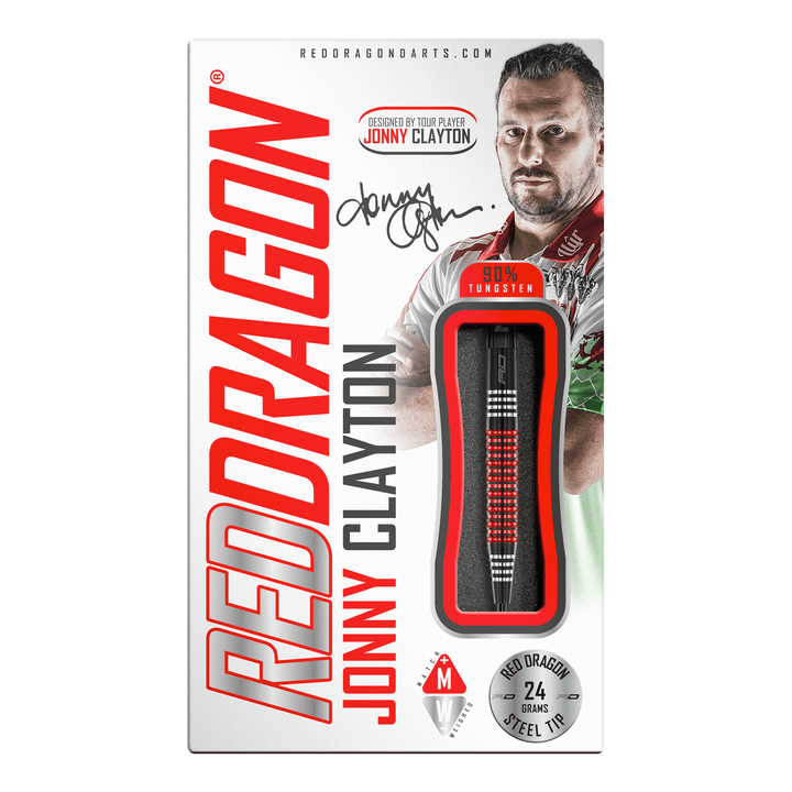 Red Dragon Jonny Clayton Special Edition Steel Tip Darts - 90% Tungsten - 22 Grams Darts