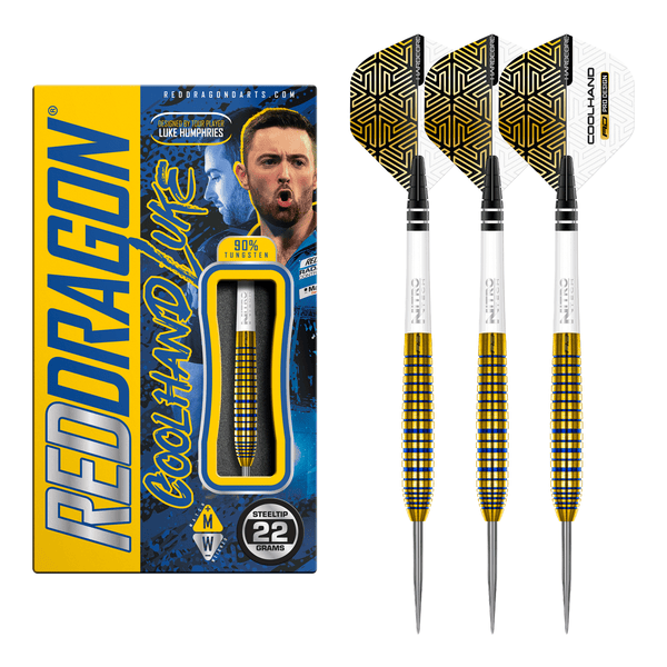 Red Dragon Luke Humphries TX3 Gold - 90% Tungsten Steel Tip Darts 22 Grams Darts