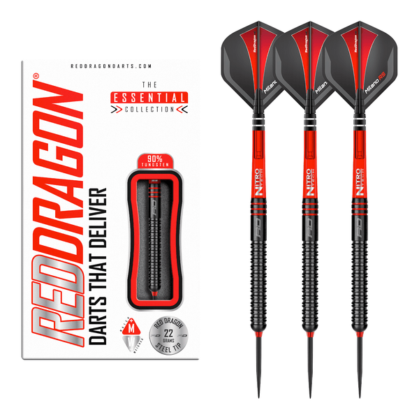 Red Dragon Milano RS Steel Tip Darts - 90% Tungsten - 22 Grams Darts