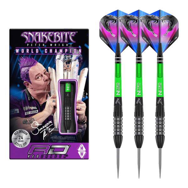 Red Dragon Peter Wright Black Strike - 90% Tungsten Steel Tip Darts 24 Grams Darts