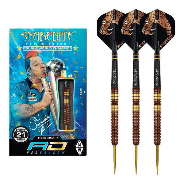 Red Dragon Peter Wright Copper Fusion - 90% Tungsten Steel Tip Darts 21 Grams Darts