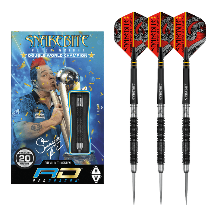 Red Dragon Peter Wright Double World Champion Special Edition Black - 85% Tungsten Steel Tip Darts 20 Grams Darts