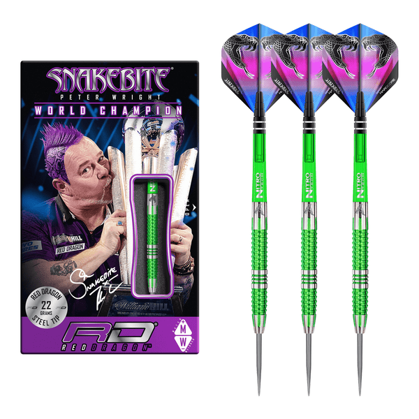 Red Dragon Peter Wright Mamba 2 - 90% Tungsten Steel Tip Darts 22 Grams Darts