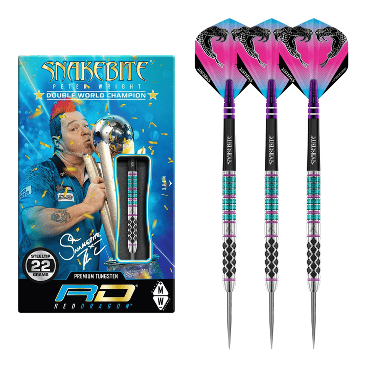 Red Dragon Peter Wright Supa Venom - 90% Tungsten Steel Tip Darts 22 Grams Darts