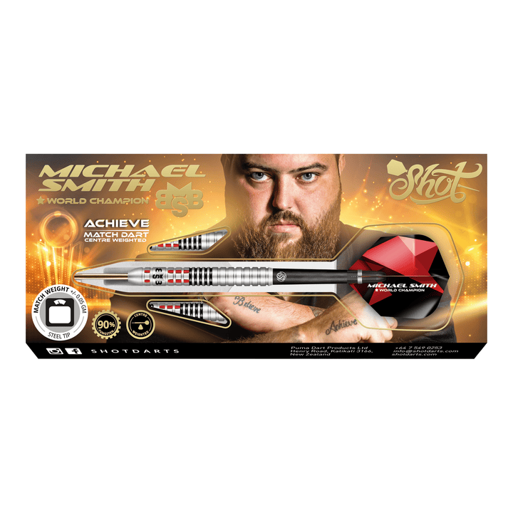 Shot Michael Smith Achieve - 90% Tungsten Steel Tip Darts Darts