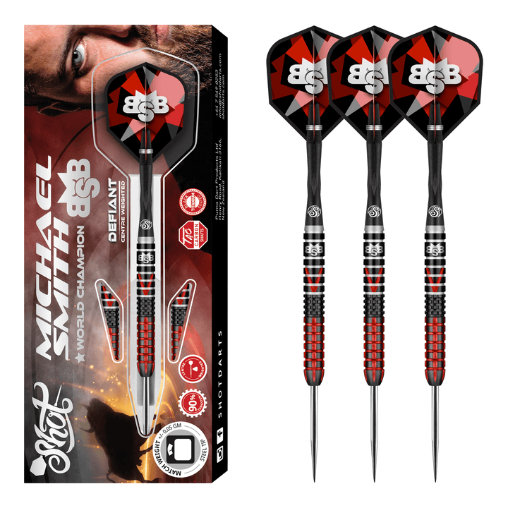 Shot Michael Smith Defiant - 90% Tungsten Steel Tip Darts 23 Grams Darts