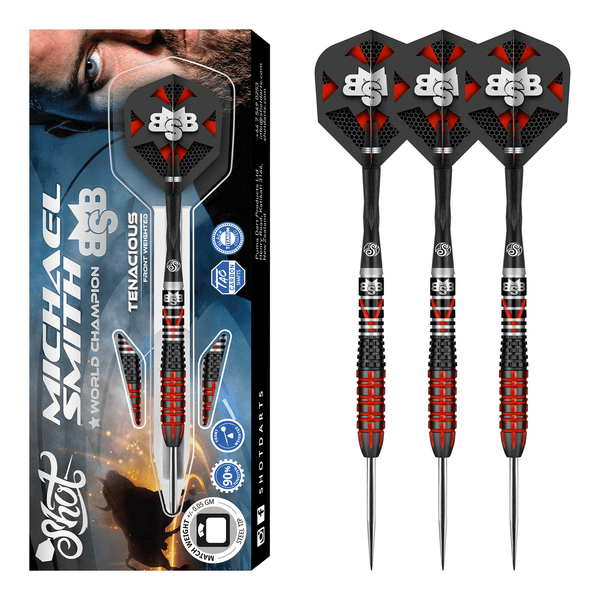 Shot Michael Smith Tenacious - 90% Tungsten Steel Tip Darts 23 Grams Darts