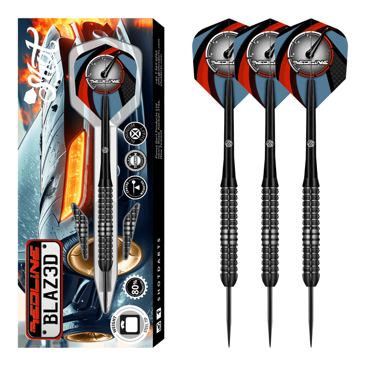 Shot Redline BLAZ3D - 80% Tungsten Steel Tip Darts 22 Grams Darts