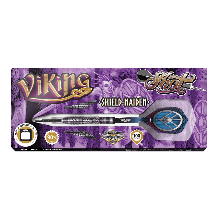 Shot Viking Shield-Maiden Steel Tip Darts - 90% Tungsten - 22 Grams Darts