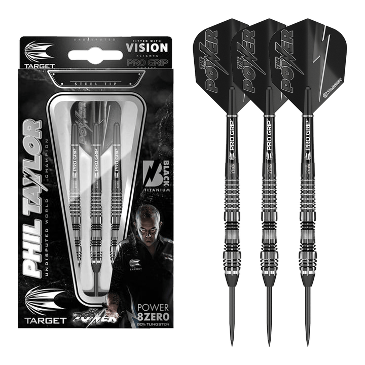 Target Phil Taylor Power 8Zero Black - 80% Tungsten Steel Tip Darts Darts