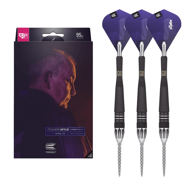 Target Phil Taylor Power 9Five Gen 10 Swiss Point - 95% Tungsten Steel Tip Darts 22 Grams Darts