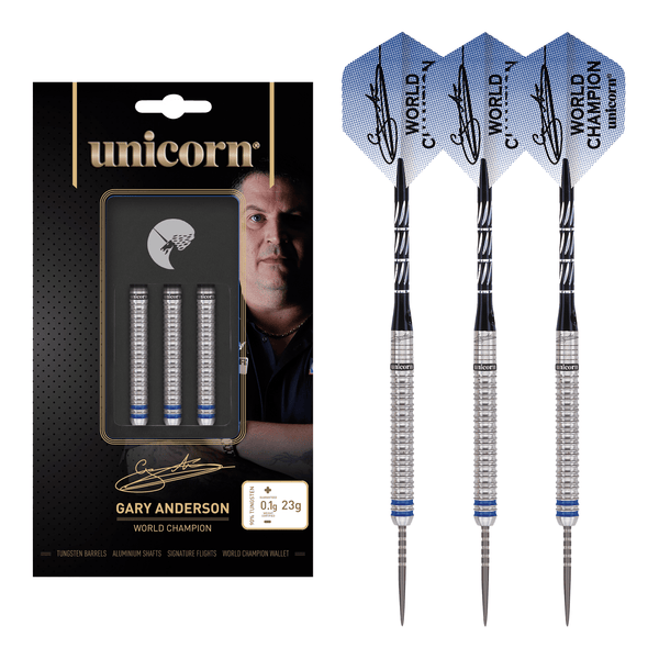 Unicorn Gary Anderson Phase 3 World Champion Steel Tip Darts - 90% Tungsten - 25 Grams Darts