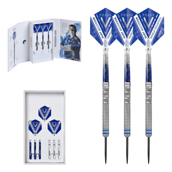 Unicorn Gary Anderson World Champion Phase 5 Steel Tip Darts - 90% Tungsten - 21 Grams Darts