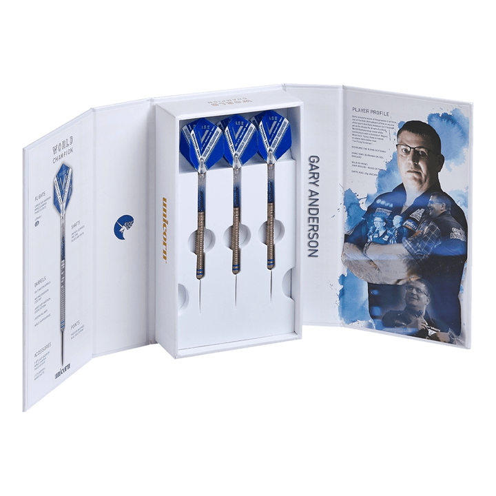 Unicorn Gary Anderson World Champion Phase 5 Steel Tip Darts - 90% Tungsten - 21 Grams Darts