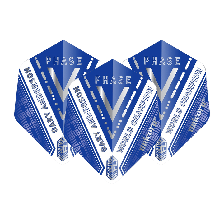 Unicorn Gary Anderson World Champion Phase 5 - Ultrafly Dart Flights AR2 / Blue & White Flights