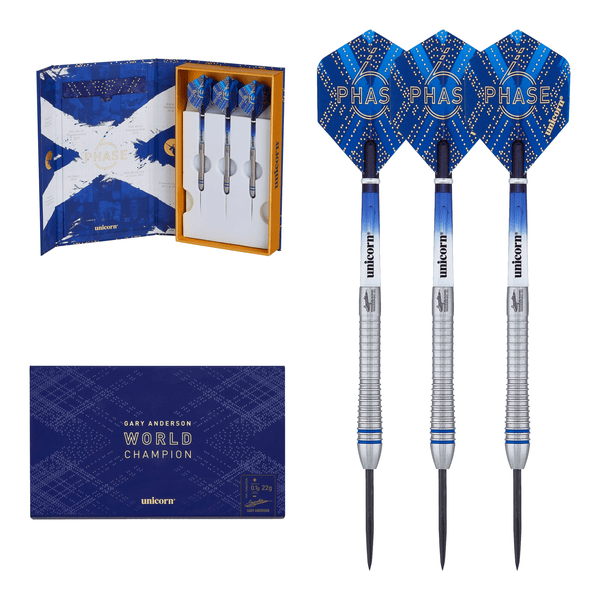 Unicorn Gary Anderson World Champion Phase 6 - 90% Tungsten Steel Tip Darts 21 Grams Darts