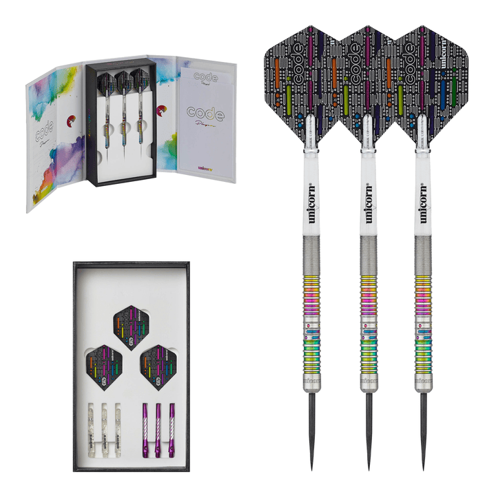 Unicorn James Wade Code Steel Tip Darts - 90% Tungsten - 20 Grams Darts